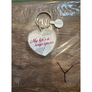 Heart Keychain My Lifes a Soap Opera Quote Novelty Bag Charm Accessory